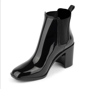 Jeffrey Campbell Hurricane Heeled Rain Boots - Black Patent - Size 8
